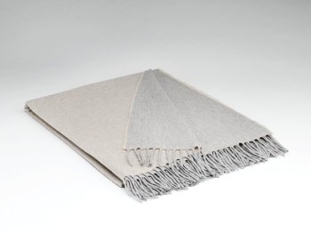 BLANKET 100% CASHMERE 200X 145 - NATURAL AND DOVE REV.