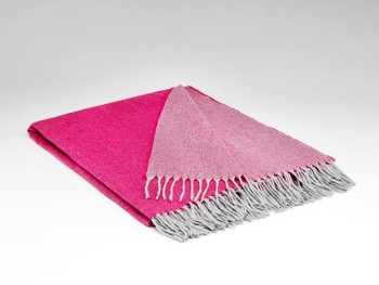 BLANKET 100% CASHMERE 200X 145 - HOT PINK AND DOVE REV.