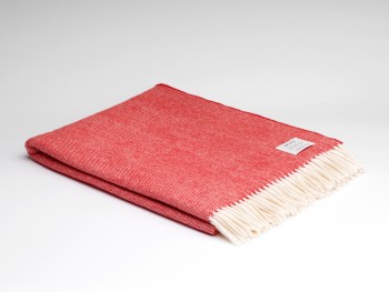 BLANKET SUPERSOFT LAMBSWOOL - RED & CREAM HB