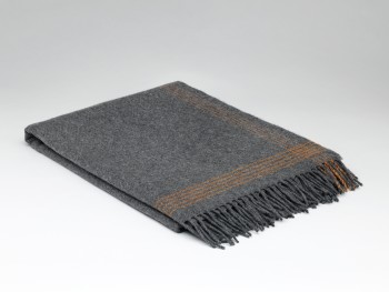 BLANKET 10%CASHMERE 90%LAMBSWOOL - STEEL & ORANGE