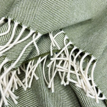 BLANKET SUPERSOFT LAMBSWOOL - FERN HERRINGBONE